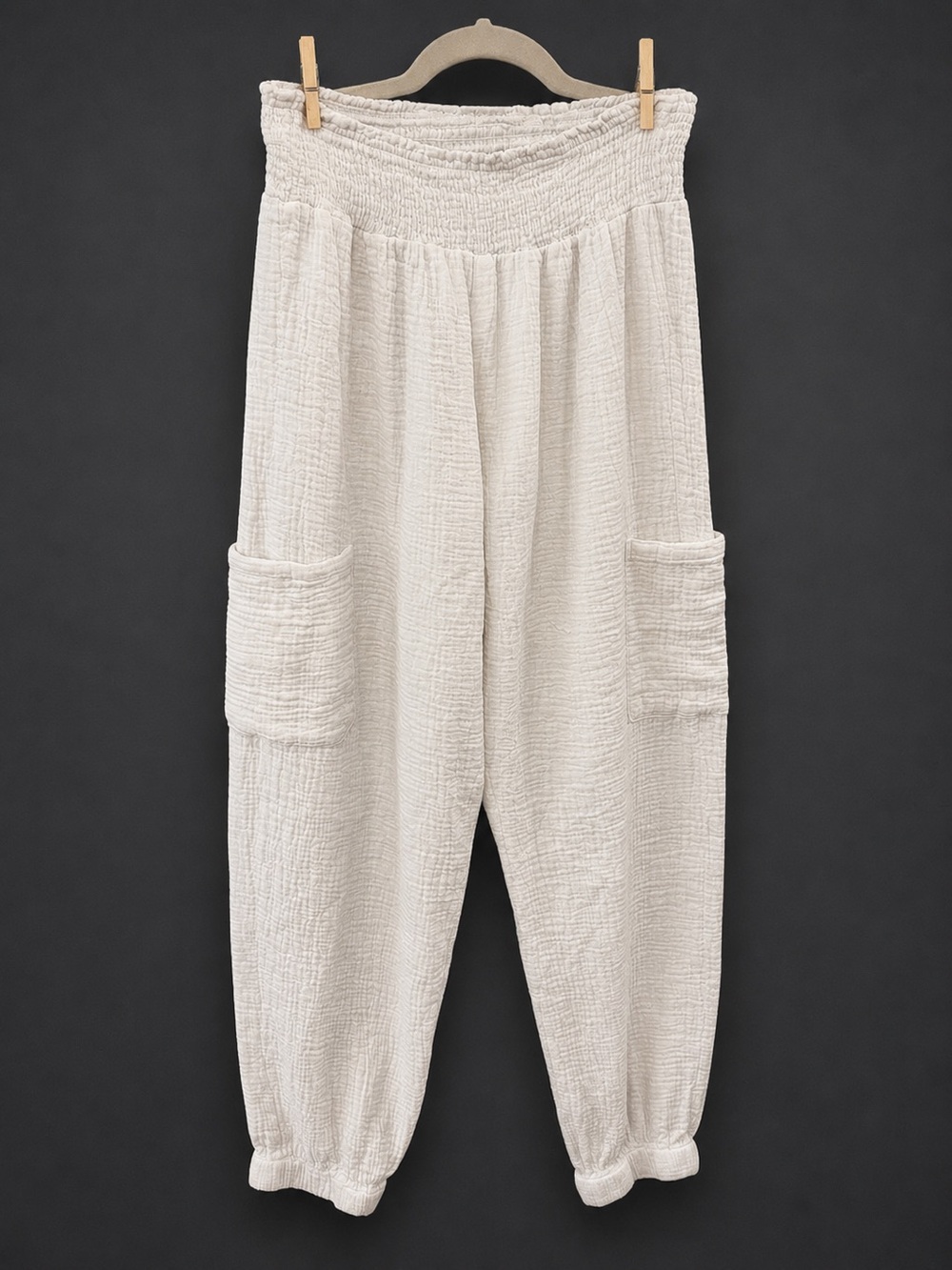 400 Dreamers White Gauze Cargo Jogger Pants Women’s Medium M